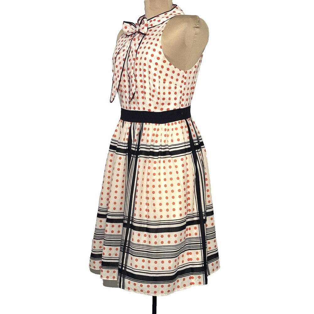 Maeve Pink and Black Polka Dot Midi Dress - Picture 9 of 16